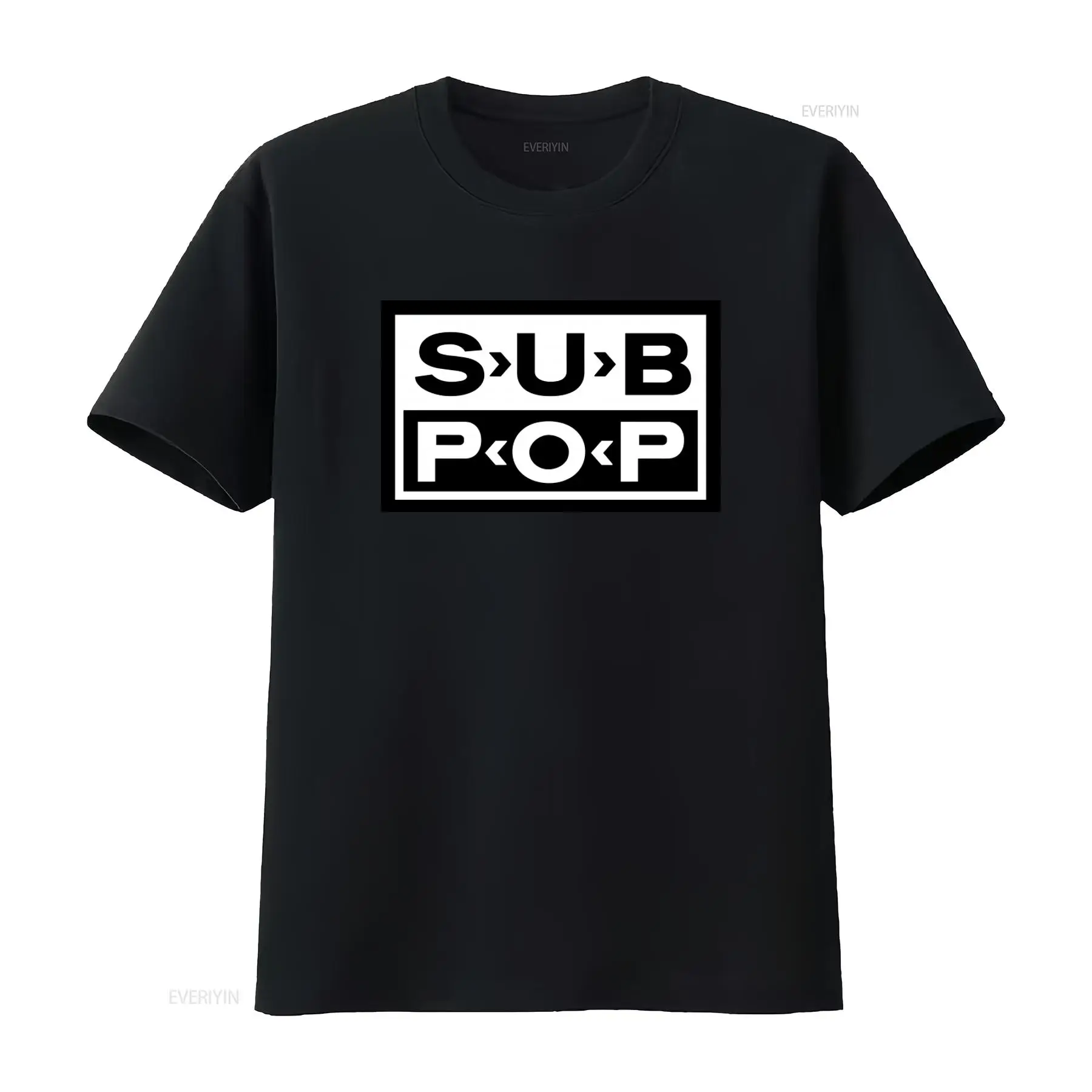 Vintage Fashion Style Men - Sub Pop Logo T Shirt Black