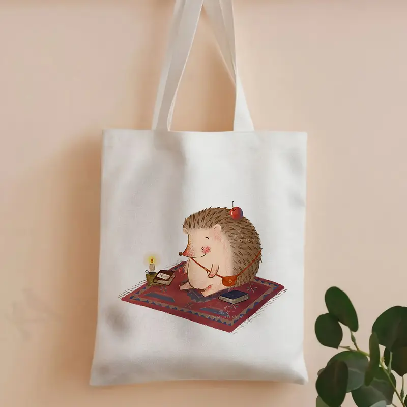 Vintage Fashion Library - Vintage Cartoon Hedgehog Reading Books Graphic
