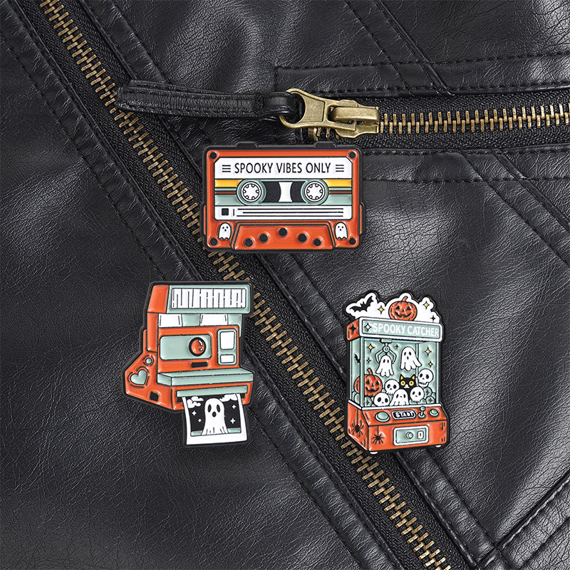 Vintage Vibes Fashion - Spooky Polaroid Ghost Camera Enamel Pin,
