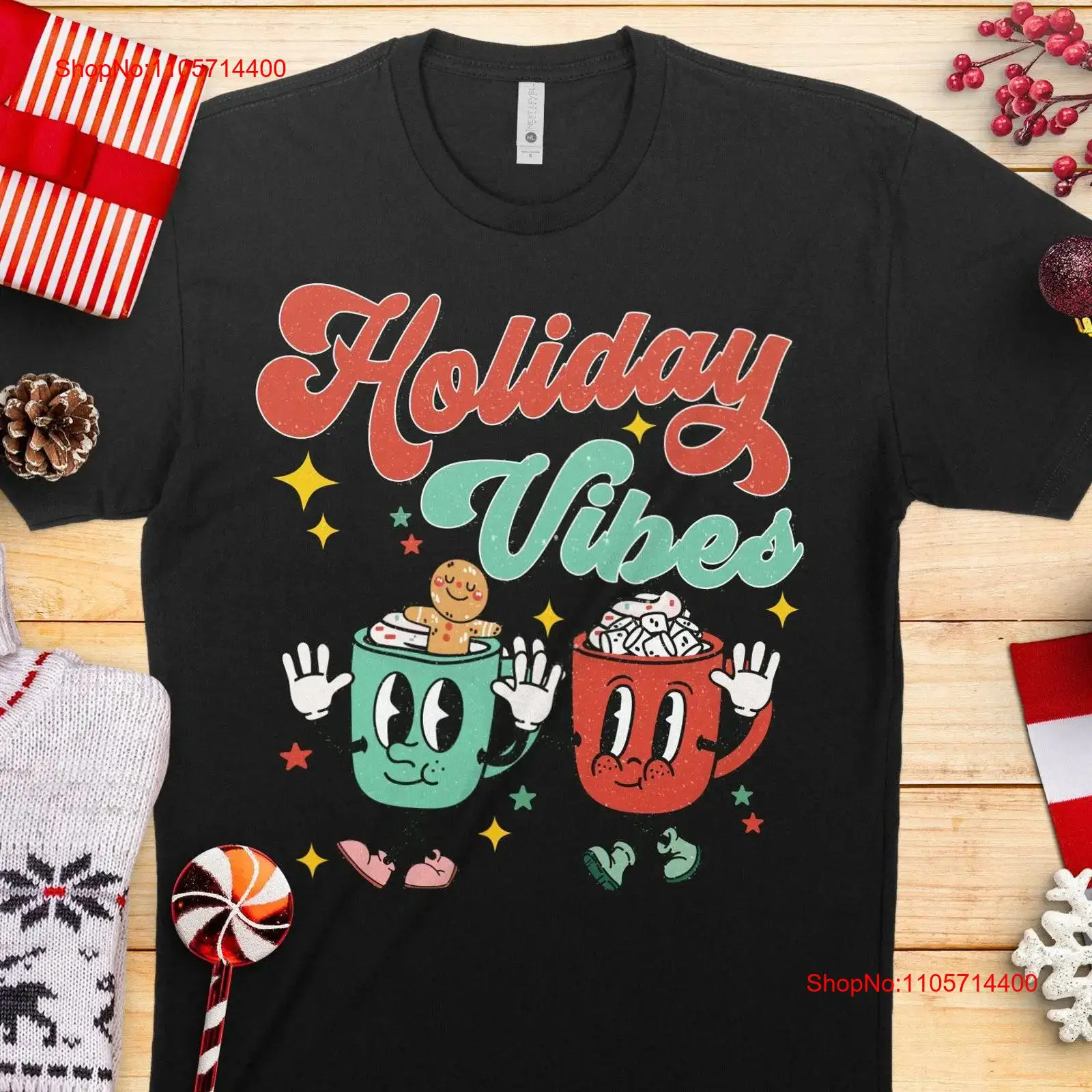 Vintage Vibes Fashion - HOLIDAY VIBES Retro Vintage Print T