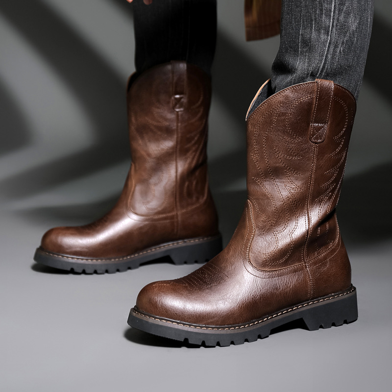 Vintage Fashion For Men - Fashion Mens Cowboy Boots New Embroidery