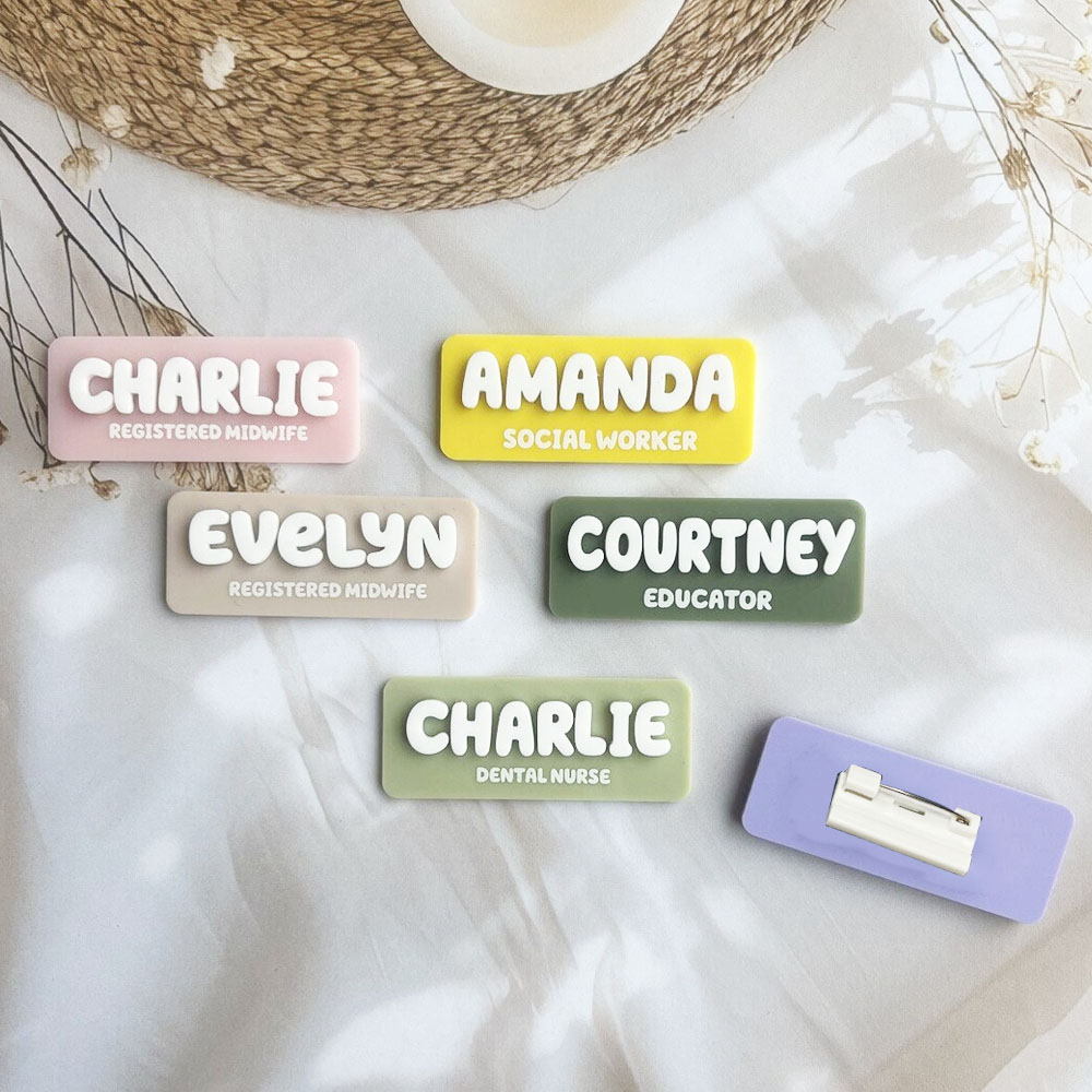 Vintage Fashion Jobs - Custom Name Brooch Personalized Nameplate Acrylic