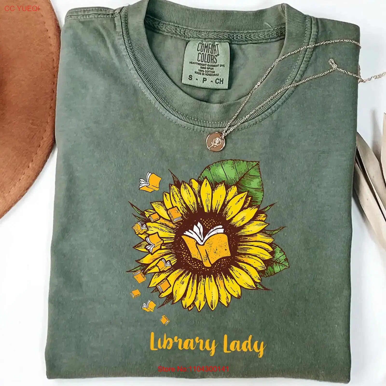 Vintage Fashion Library - Library Lady T Shirt Sunflower Book