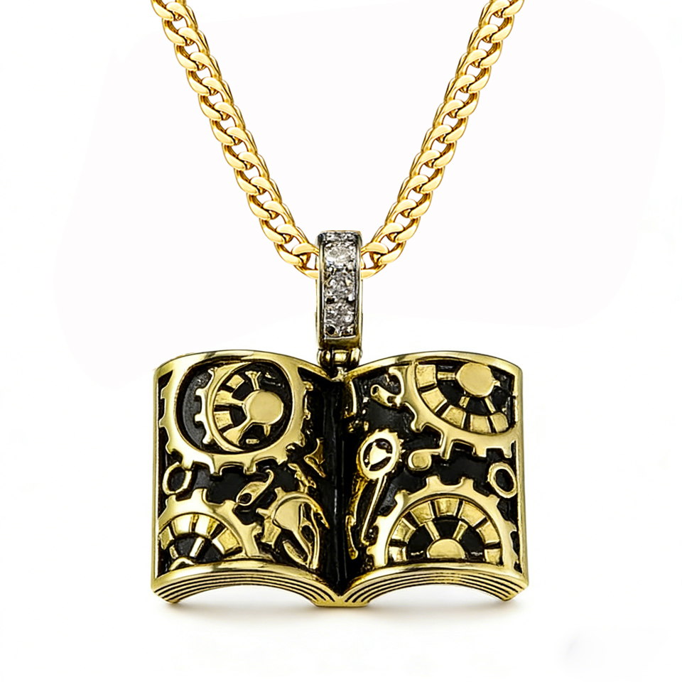 Vintage Fashion Library - VANAXIN Punk Retro Book Pendant Necklace