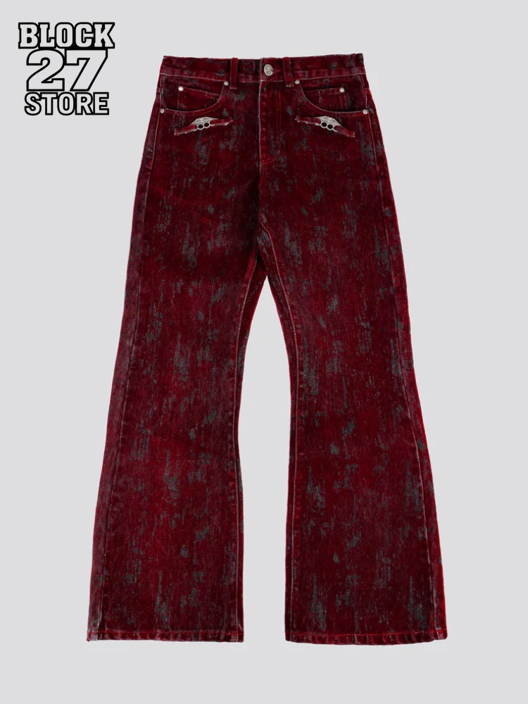 Retro Track Pant - Mens Jeans American Vintage Flocked Flared