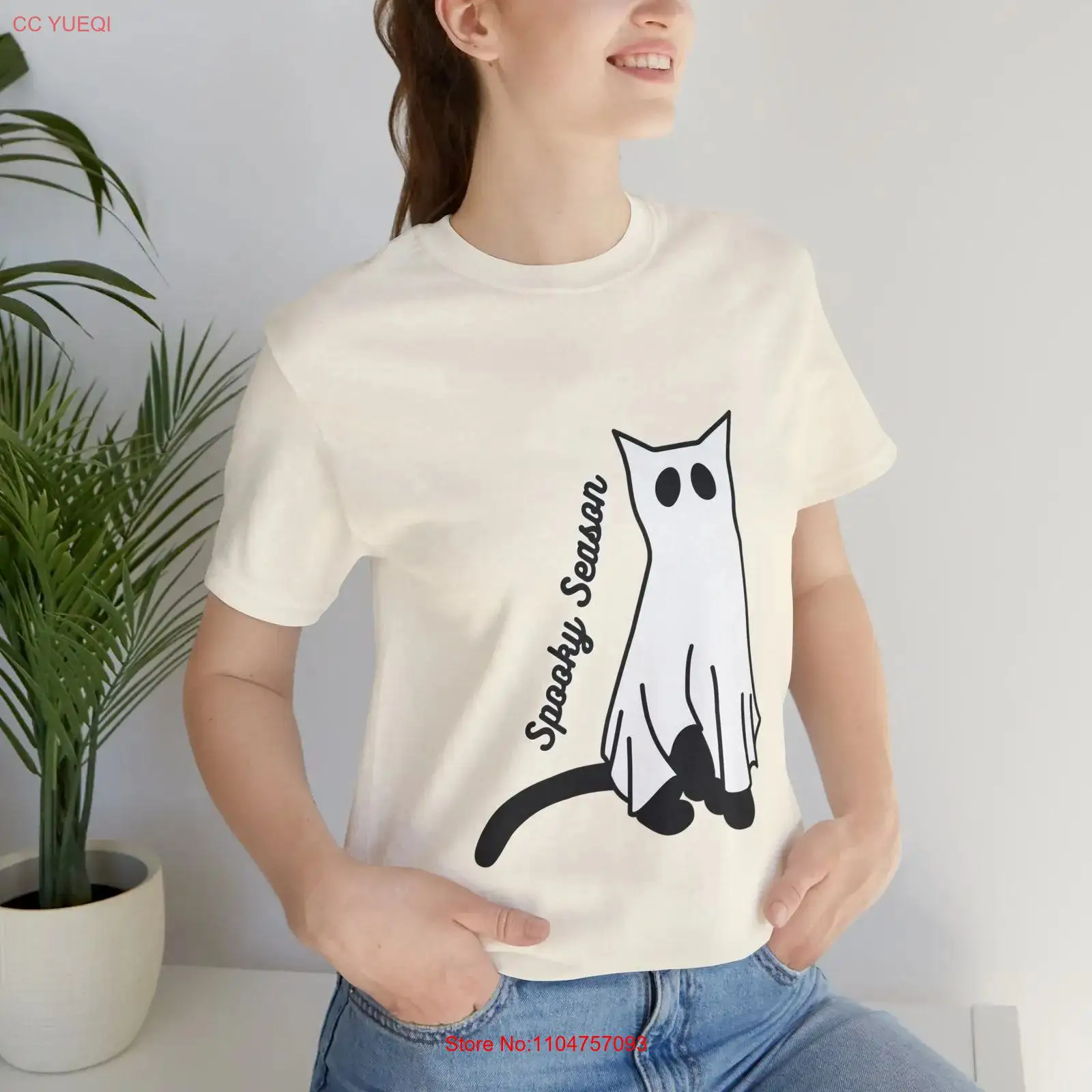 Vintage Vibes Fashion - Halloween Spooky Season Cat Ghost T