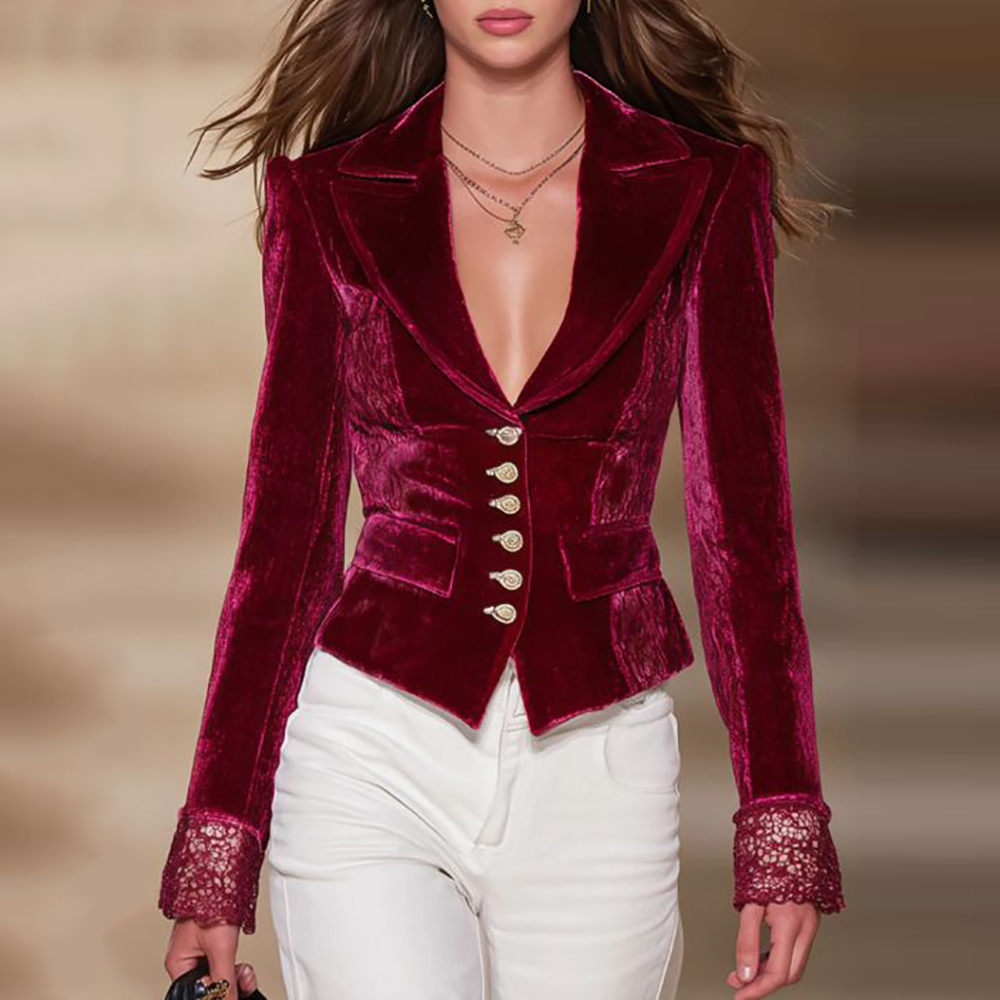 Women's Elegant Velvet Blazer  - đánh giá và giá Velvet Blazer Vintage