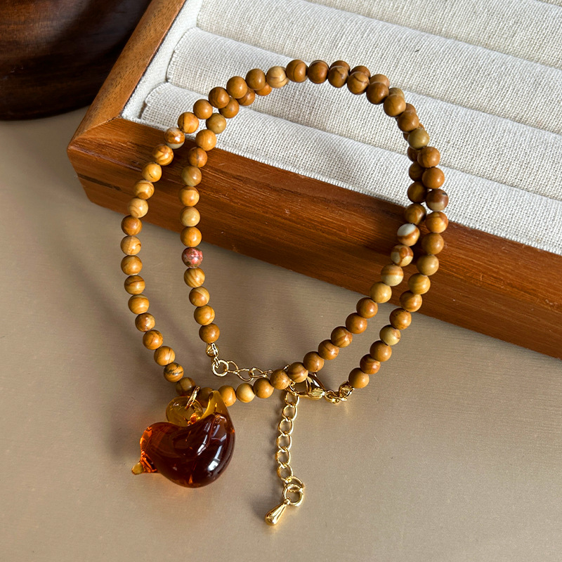 Wooden Bead Glass Bird Necklac - đánh giá và giá Vintage Vibes Fashion