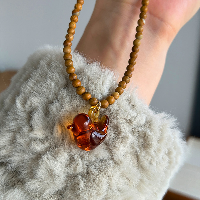 Wooden Bead Glass Bird Necklac - đánh giá và giá Vintage Vibes Fashion