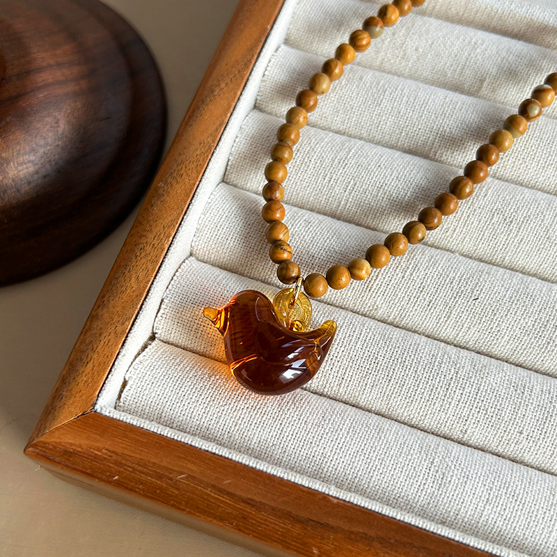 Wooden Bead Glass Bird Necklac - đánh giá và giá Vintage Vibes Fashion