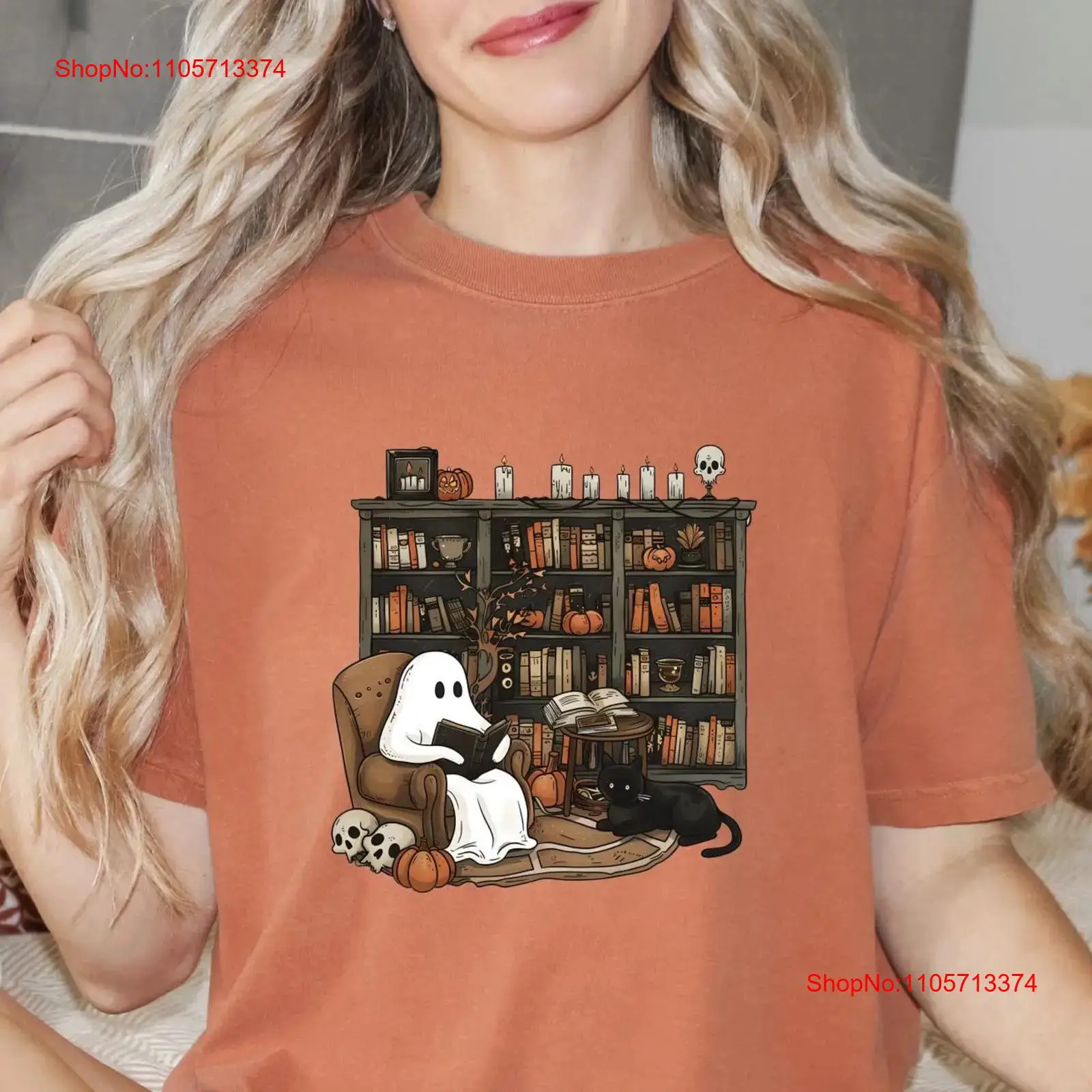 Bookish GhosT T Shirt Spooky L - đánh giá và giá Vintage Fashion Library