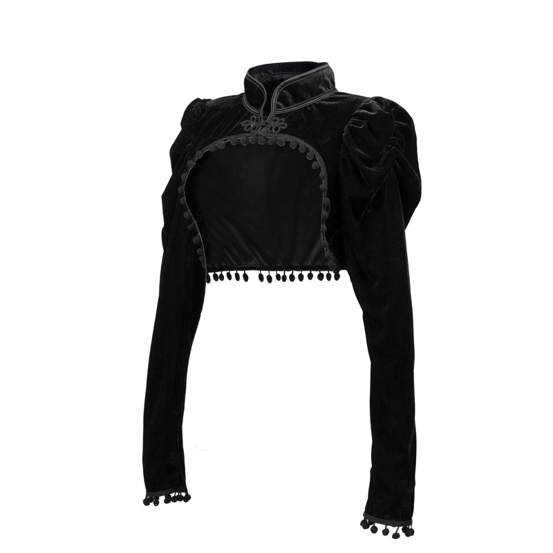 Flannel Tassels Stand Collar E - đánh giá và giá Velvet Blazer Vintage