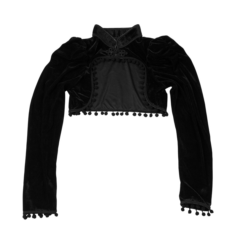 Flannel Tassels Stand Collar E - đánh giá và giá Velvet Blazer Vintage